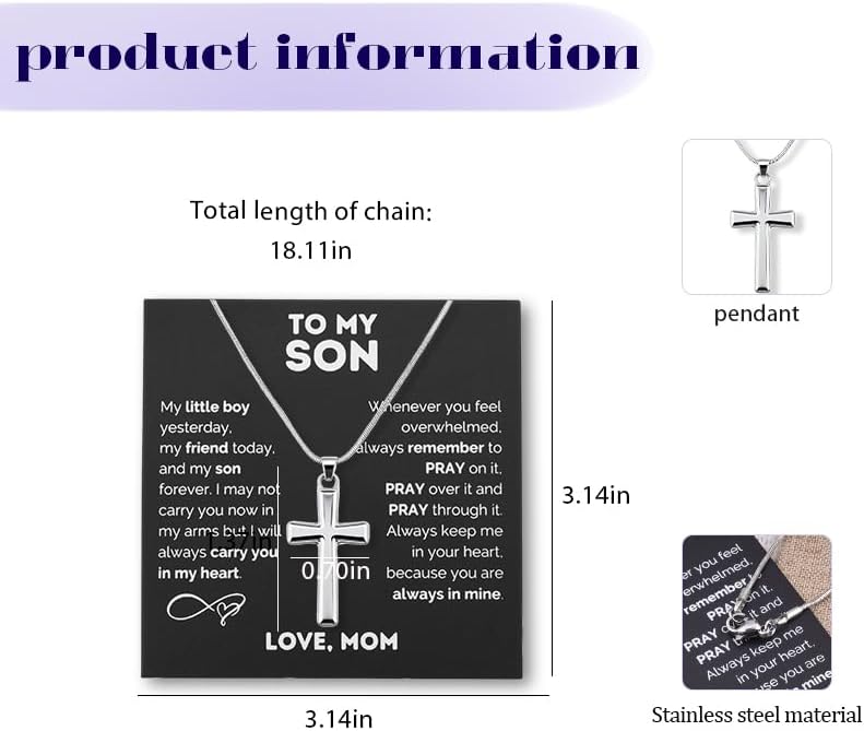Cross Pendant Necklace for Son