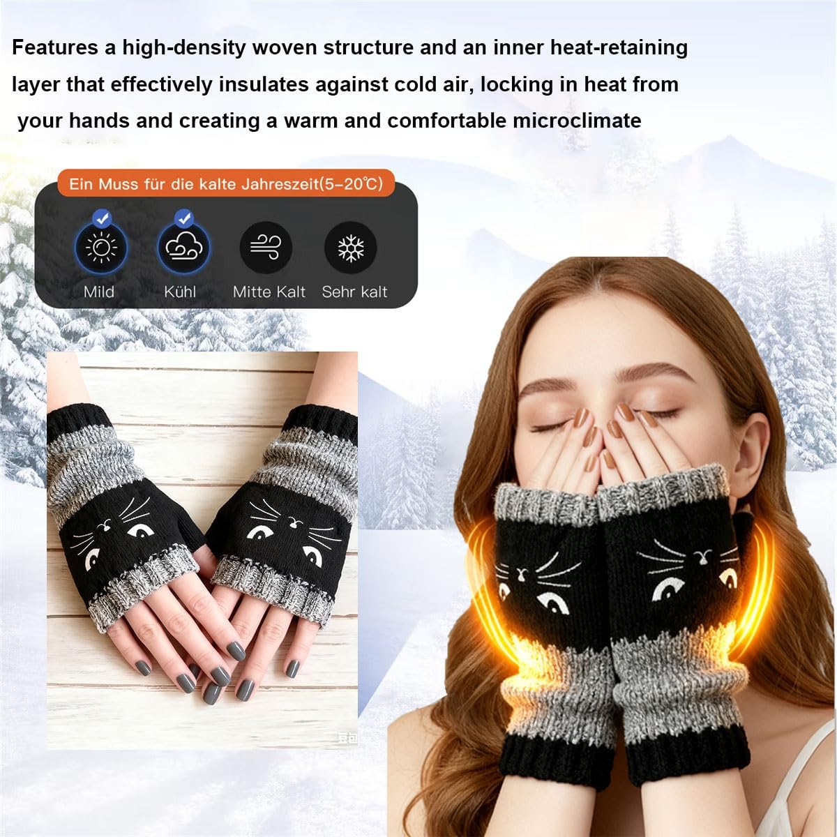 Whimsical Cat Knitted Gloves™