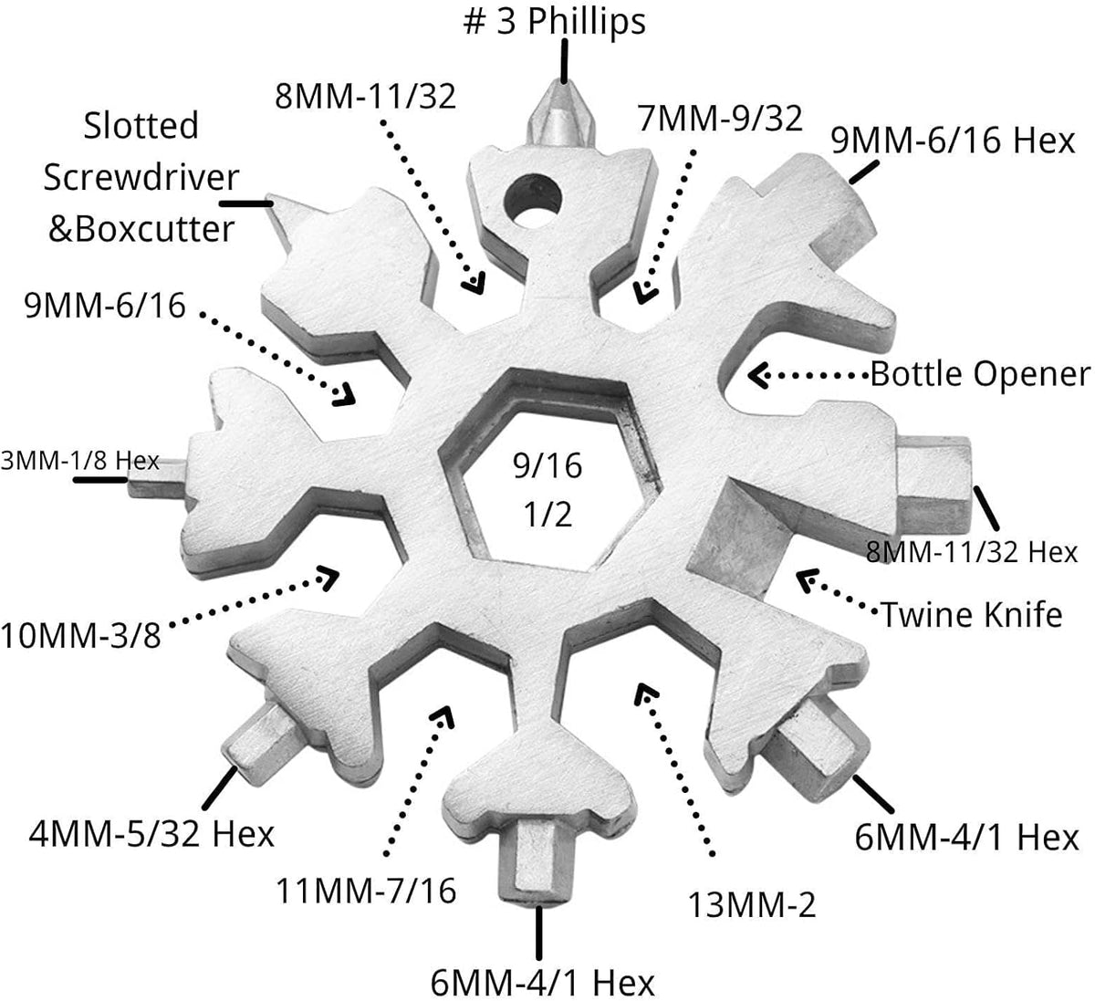 18-in-1 Steel Snowflake Multi-Tool