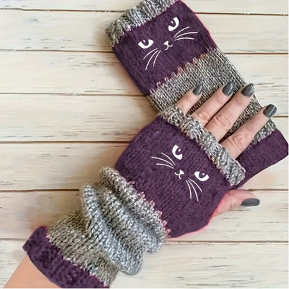 Whimsical Cat Knitted Gloves™