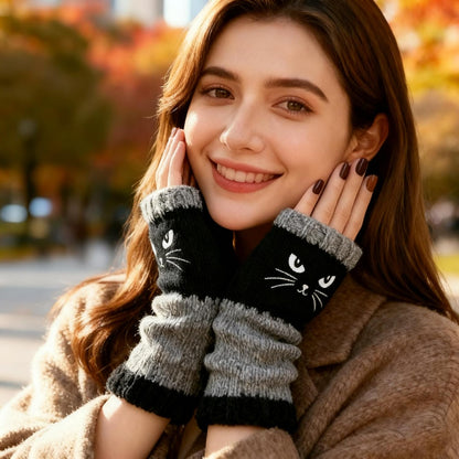 Whimsical Cat Knitted Gloves™